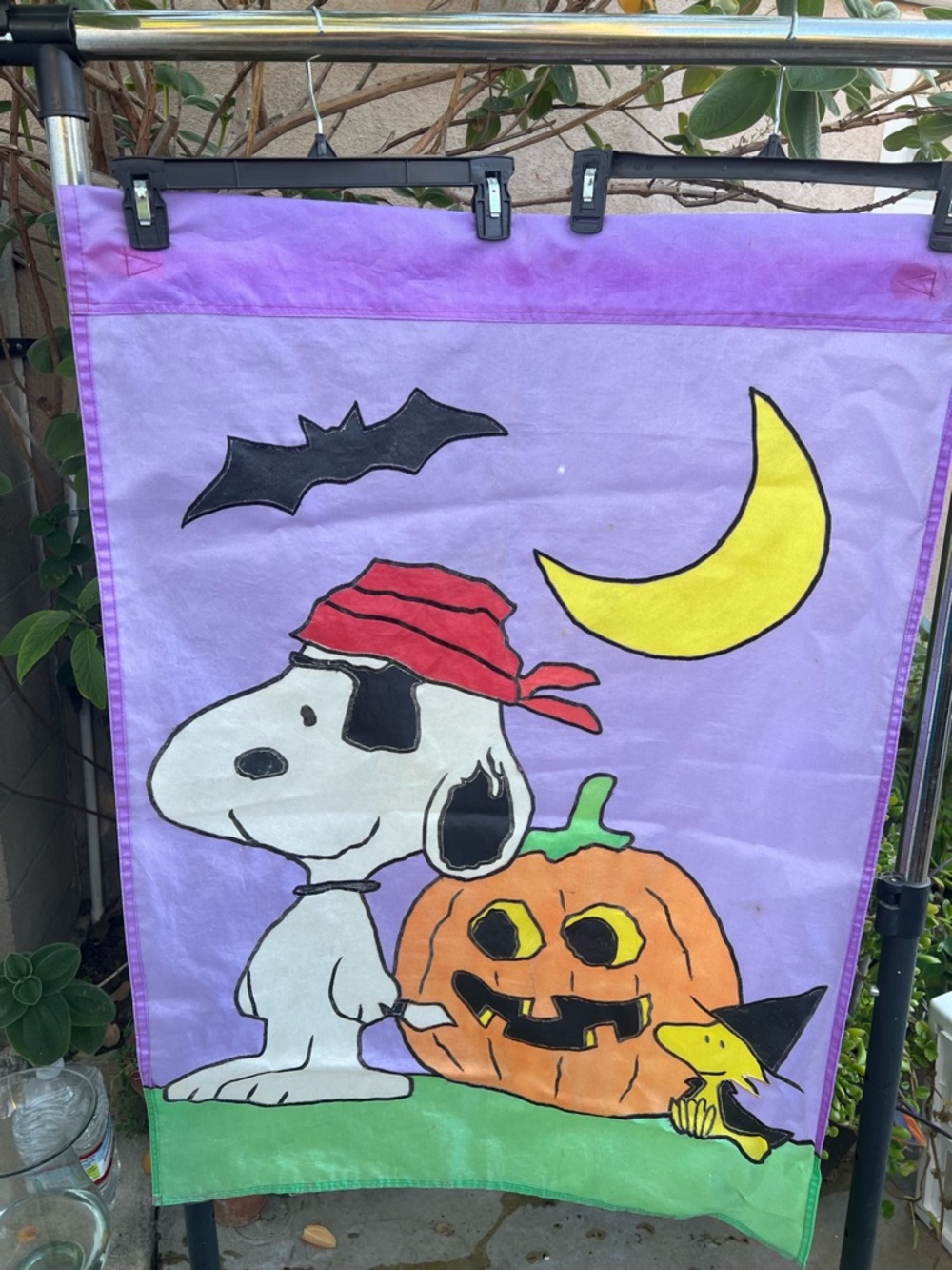 Snoopy Halloween Garden Flag - Purple, Yellow, Orange